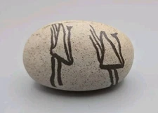 Stoneware Clay Hollow Rattle Rattling Stone Rock With Ostrich Hieroglyphics