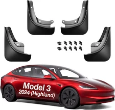 2024-2026 Tesla Model 3 Mud Flaps Splash Guards Fenders No Drilling No Tape 