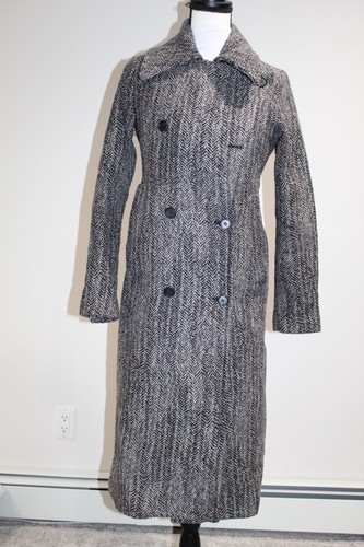 All Saints Aren Coat Size 4 Wool Hepburn Steampunk Modern Minimalist Herringbone - Picture 5 of 11