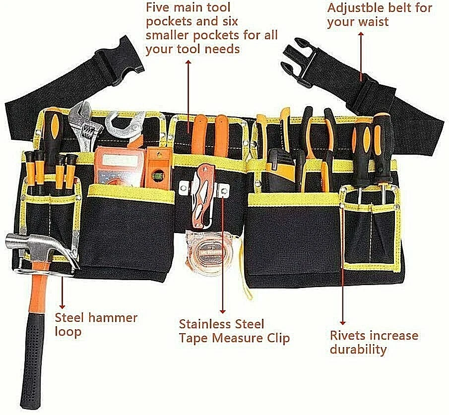 ceinture porte outils avec 11 poches réglables imperméable