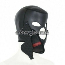 Padded Soft Rubber Neoprene Puppy Stage Play Dog Full Head Masks Eye Patch Hood