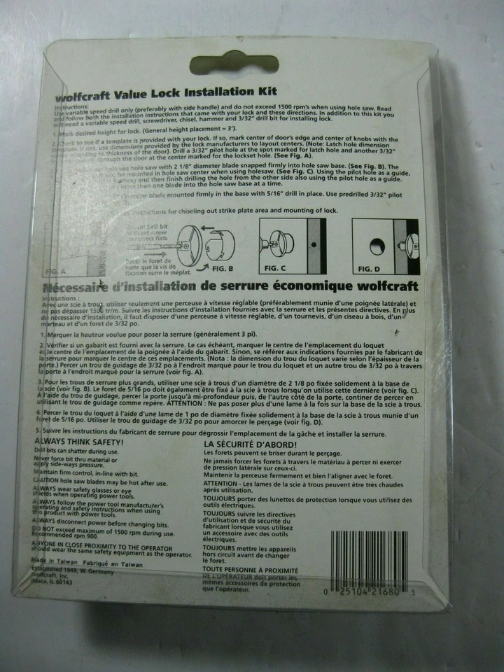 Новый в упаковке, Wolfcraft 2168 значение дверной замок и засов установить набор  - Изображение 2 из 2