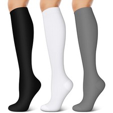 3 Pairs Compression Socks for Women  Men 15-20 mmHg- Best Support for Nurses...