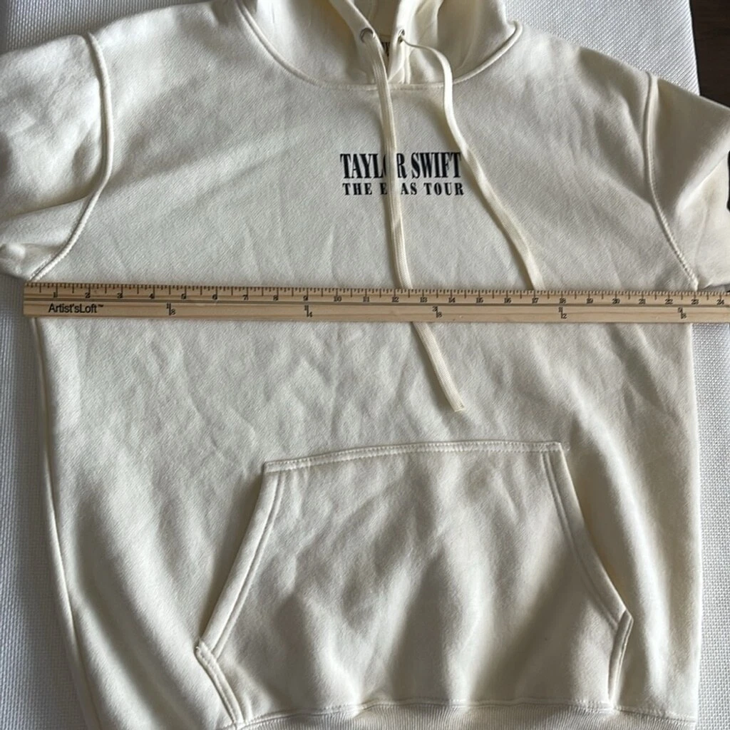 OFF WHITE Felpa con cappuccio Taylor Swift The Eras Tour taglia L panna pullover stampa posteriore