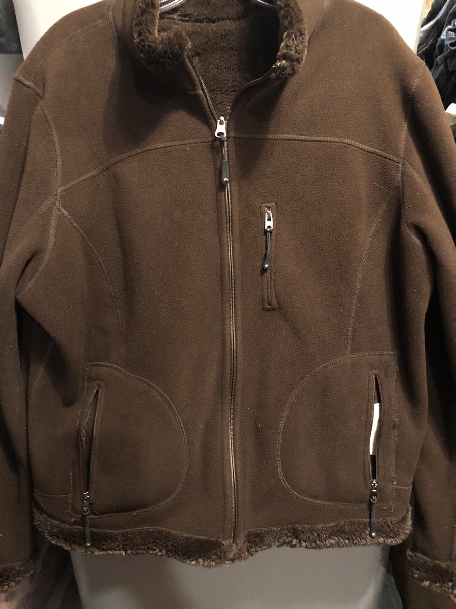 Green Tea brown full zip reversible jacket size XL faux fur | eBay