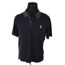 Robert Graham Mens Polo Shirt Medium Black Classic Fit 100 Cotton