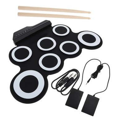 Electronic Drum Set Foldable Roll Up USB Silicone Drum with Foot Pedal, Sticks
