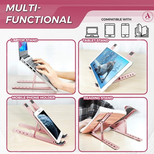 ABravo Anti-Slip Aluminum Ergonomic Universal Laptop Stand, 7 Angles Adjustable - Picture 11 of 26