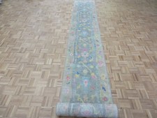 2'6 x 20'1 Runner Hand Knotted Gray Colorful Oushak Oriental Rug G10554