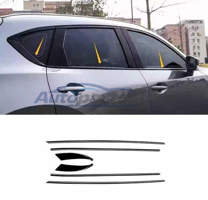 2017-2024 Mazda CX-5 Black Steel Lower Window Sill Trim 6PCS Set