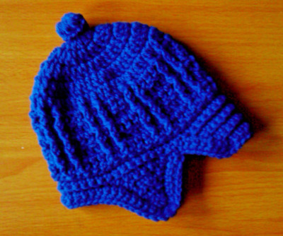 Handmade Hand Crocheted Baby Boy Cable Peaked Cap/Hat+earflaps Acrylic var.cols.