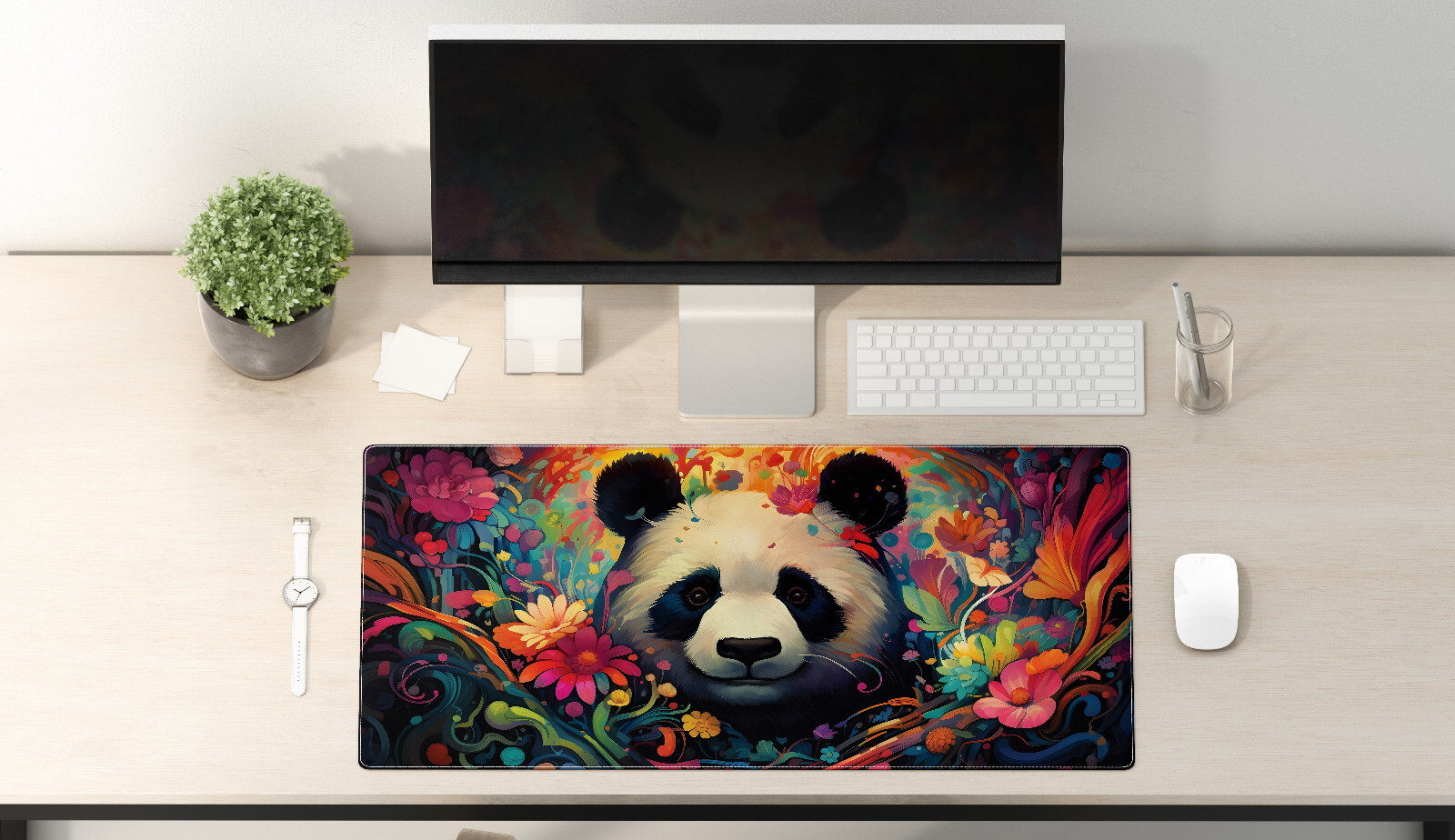 Gaming Mouse Pad Colorful Panda Gaming Desk Mat- Large Desk Pad- Gift for Gamer