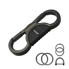 Keychain Quick Release Spring Car Key Holder with 4 Key Rings and Anti Lost D...