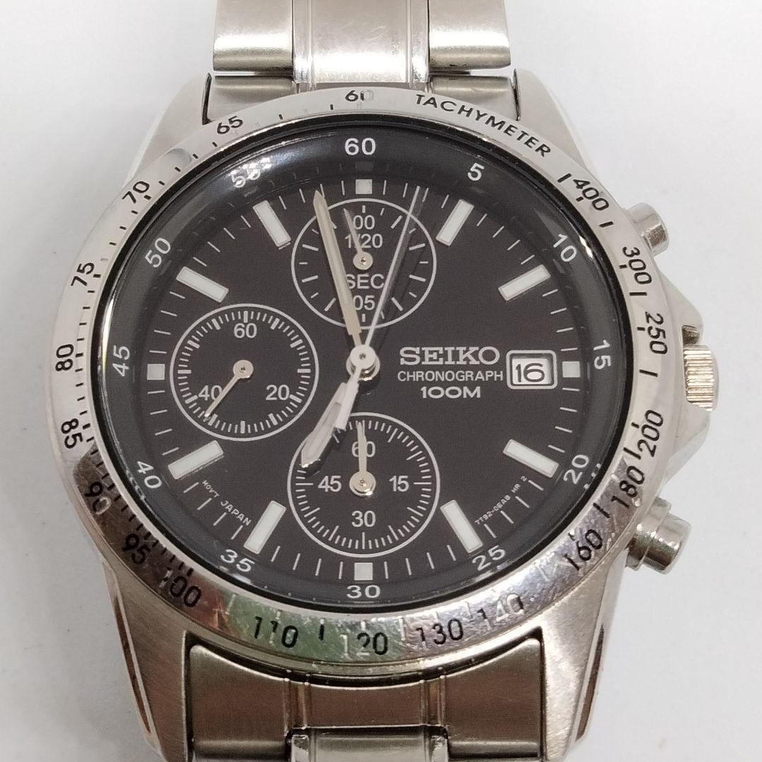 Seiko Mens Watch Chronograph 100m 10Bar 7T92-0DW0 Quartz Analog