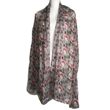 NWT Cejon Christmas Santa Presents Scarf Wrap Sheer Gray Silver GIFT #2935