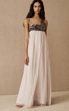 Anthropologie BHLDN Stefania Tulle Lilac Embellished Beaded Maxi Dress Gown 10