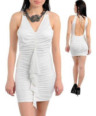 WOMEN'S WHITE V NECK BODYCON MINI DRESS | eBay