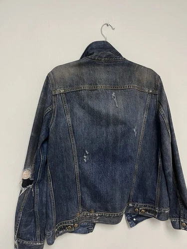 $1250 R13 Distressed Zipper Trucker Jacket Medium image 15