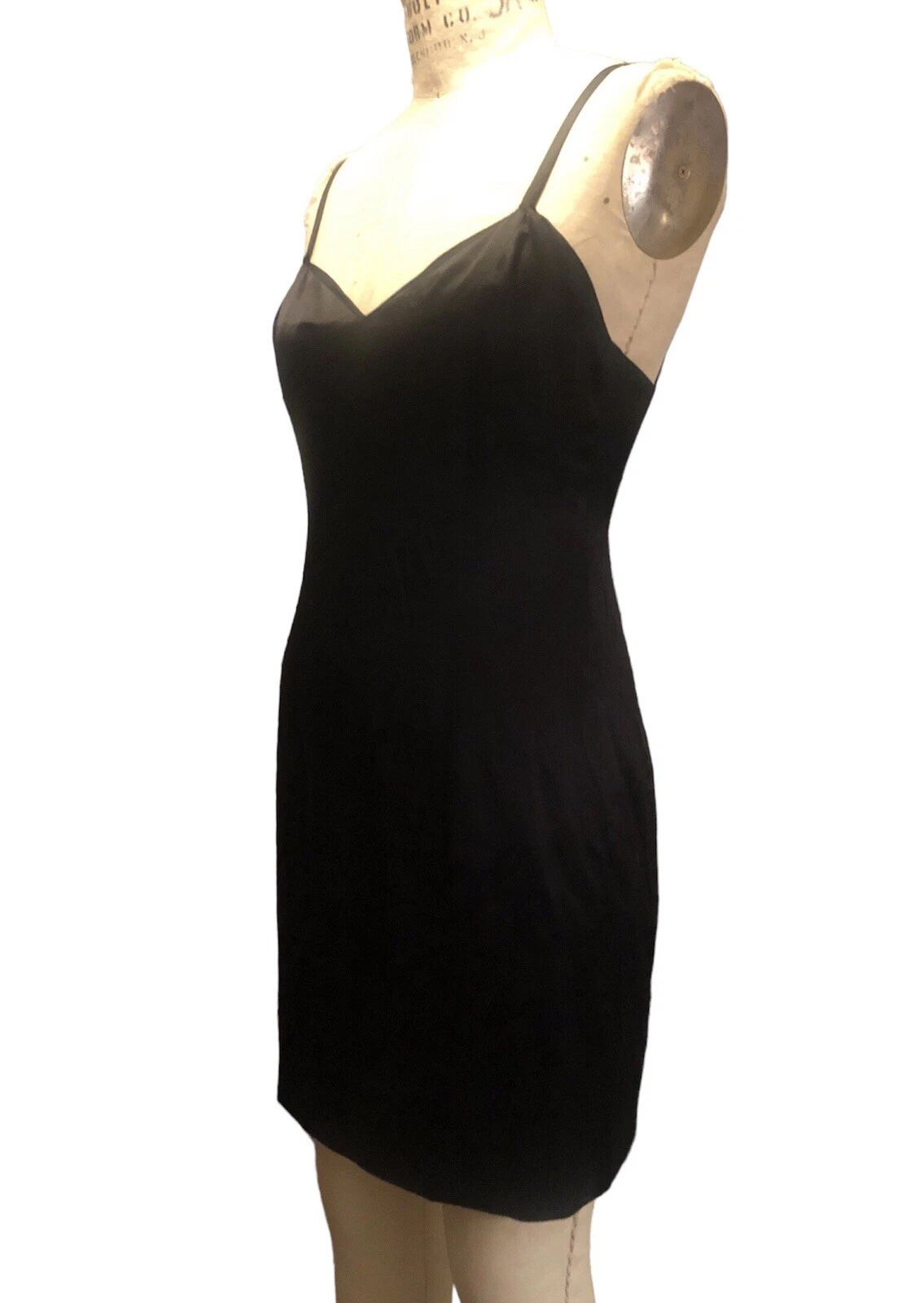 Mini abito slip vintage CHANEL 100% seta nero cocktail party taglia 2