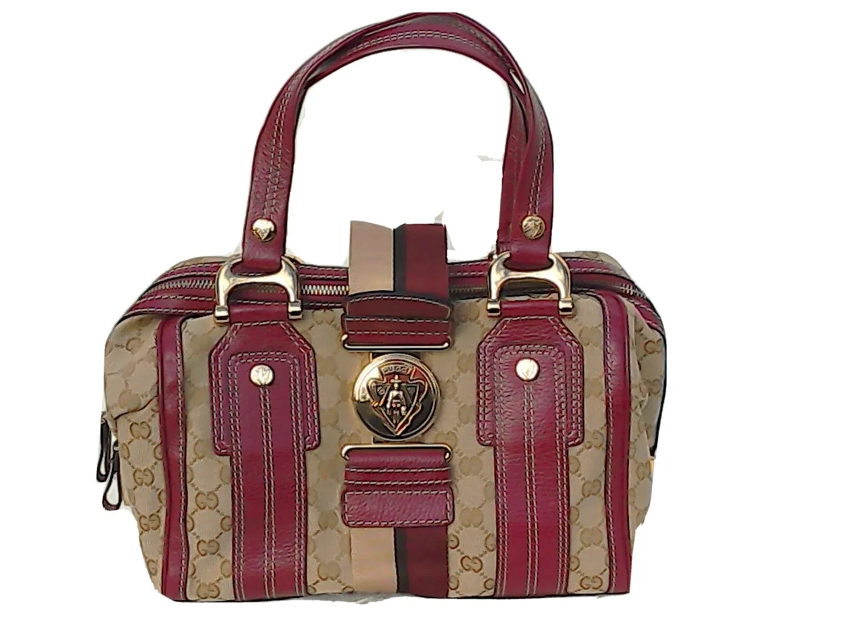 GUCCI BOSTON BAG EXCELLENT CONDITION RASPBERRY LEATHER TRIM