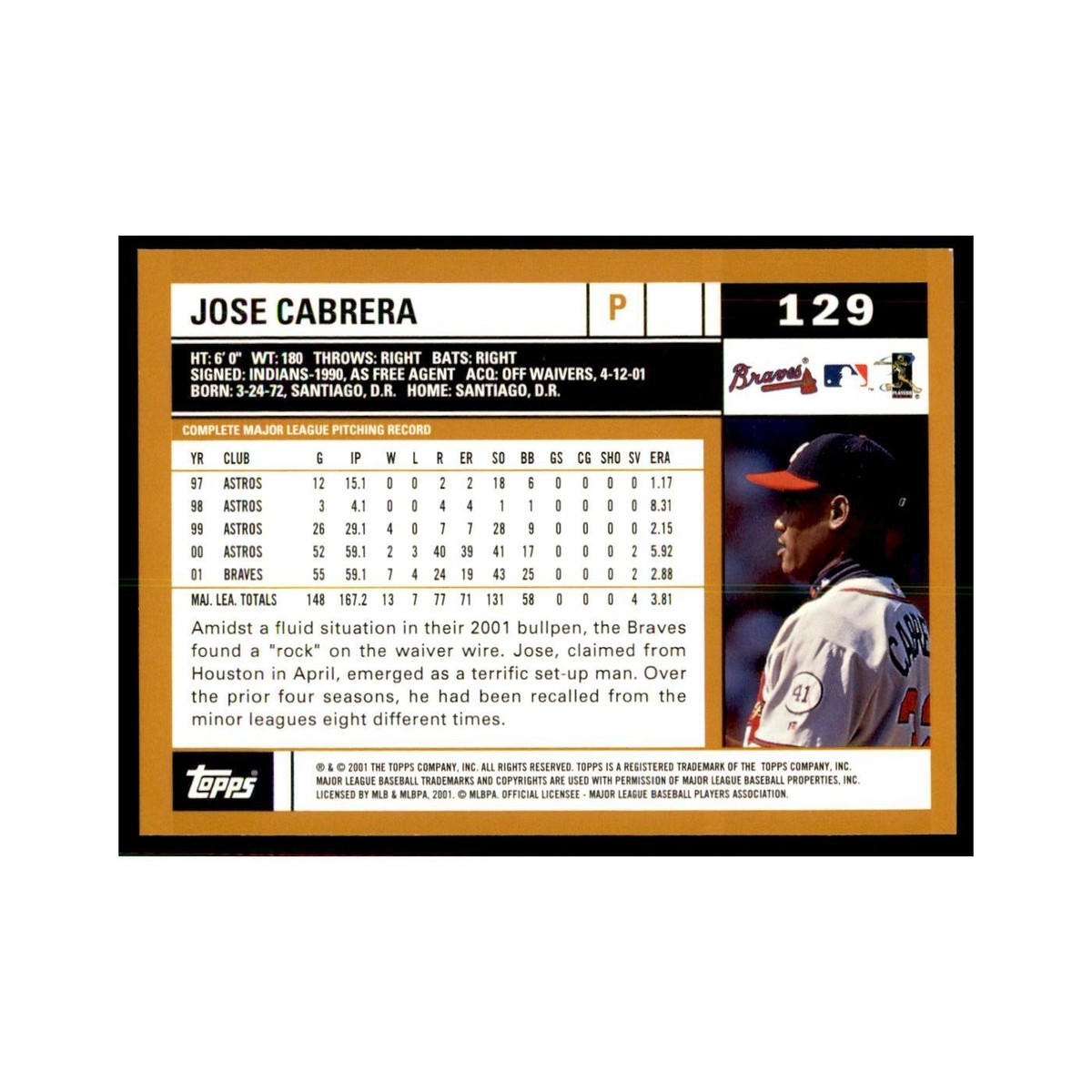 2002 Topps Home Team Advantage Jose Cabrera Baseball Cards #129 | eBay