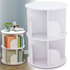 360° 2-Layer Rotating Bookshelf Bookcase,Freestanding Storage Shelf Display Rack