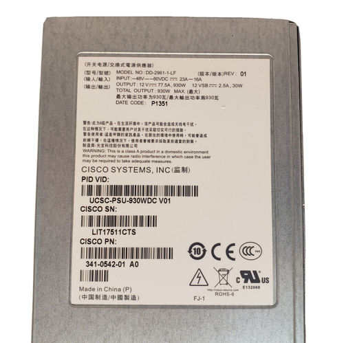 CISCO 930W 48V Server OEM Power Supply Module UCSC-PSU-930WDC 341-0542-01 - NEW - Picture 6 of 7