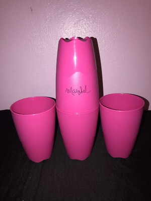 Tupperware Open House Tumblers Set of four Large 18 oz Bright Pink Rare New