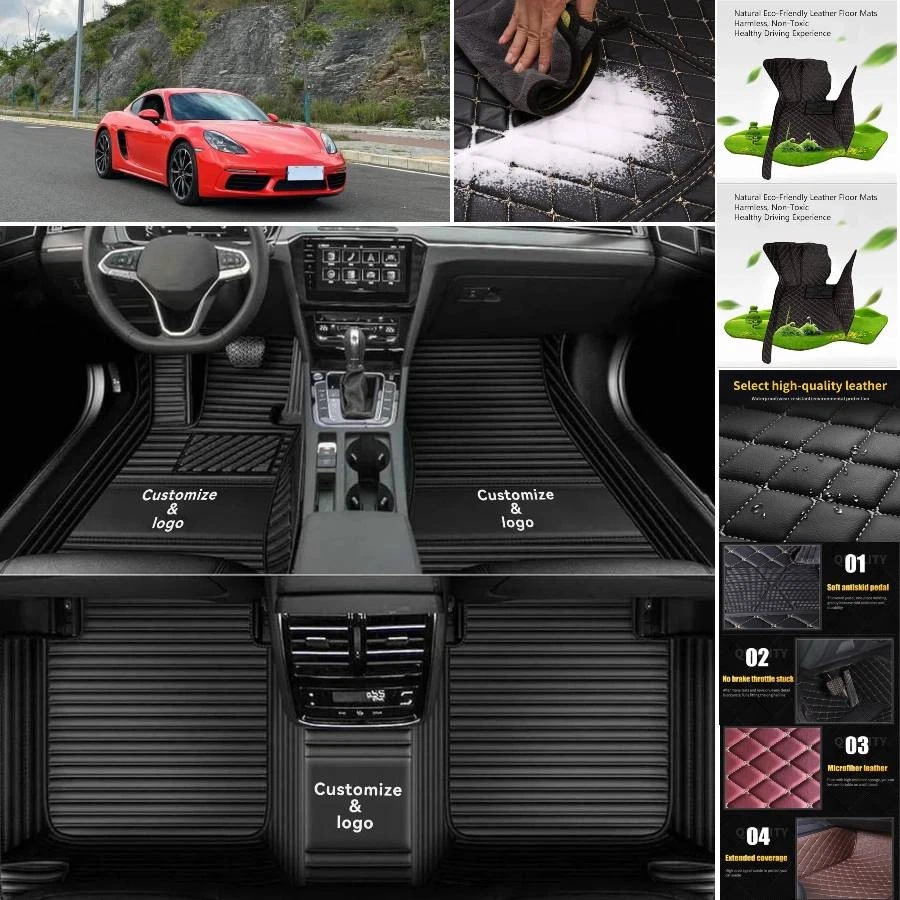 For Porsche Cayman Car Floor Mats Carpets Cargo Liners Custom All Weather Foto 2 de 4