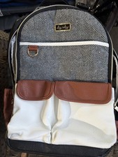 Itzy Ritzy Diaper Bag Large Boss Backpack Bottle Pocket Herringbone Coffee Cream