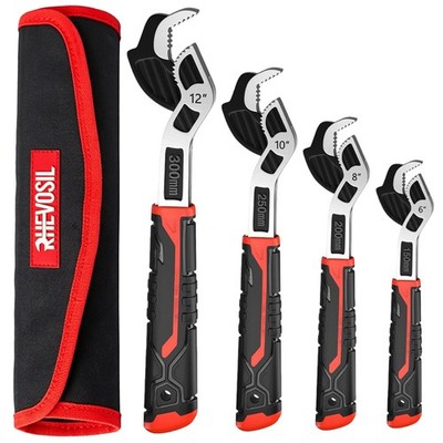 6  8  10  12  Pipe Wrench Set, Self Adjusting Pipe Wrench, Multi-function Sel...