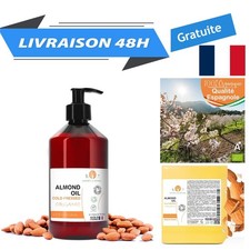 Huile d'Amande Douce Bio Pure Pressée à Froid 250 ml Visage Cheveux Cils