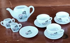 Vtg '70s Child's Porcelain Tea Set: Girl Scotty Dog Chilton 10 Pcs