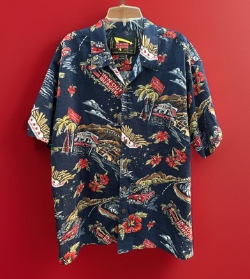 In N Out Burger Hawaiian Shirt Men's sz L Rayon Cotton Blend Pristine!!
