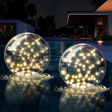 Nowlaby 2 Pcs Solar Floating Pool Lights 3000K Warm White Led Solar Powered
