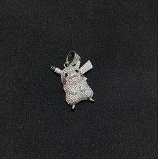 Silver Pikachu Necklace Zirconia Pendant, Unused, 33 20mm