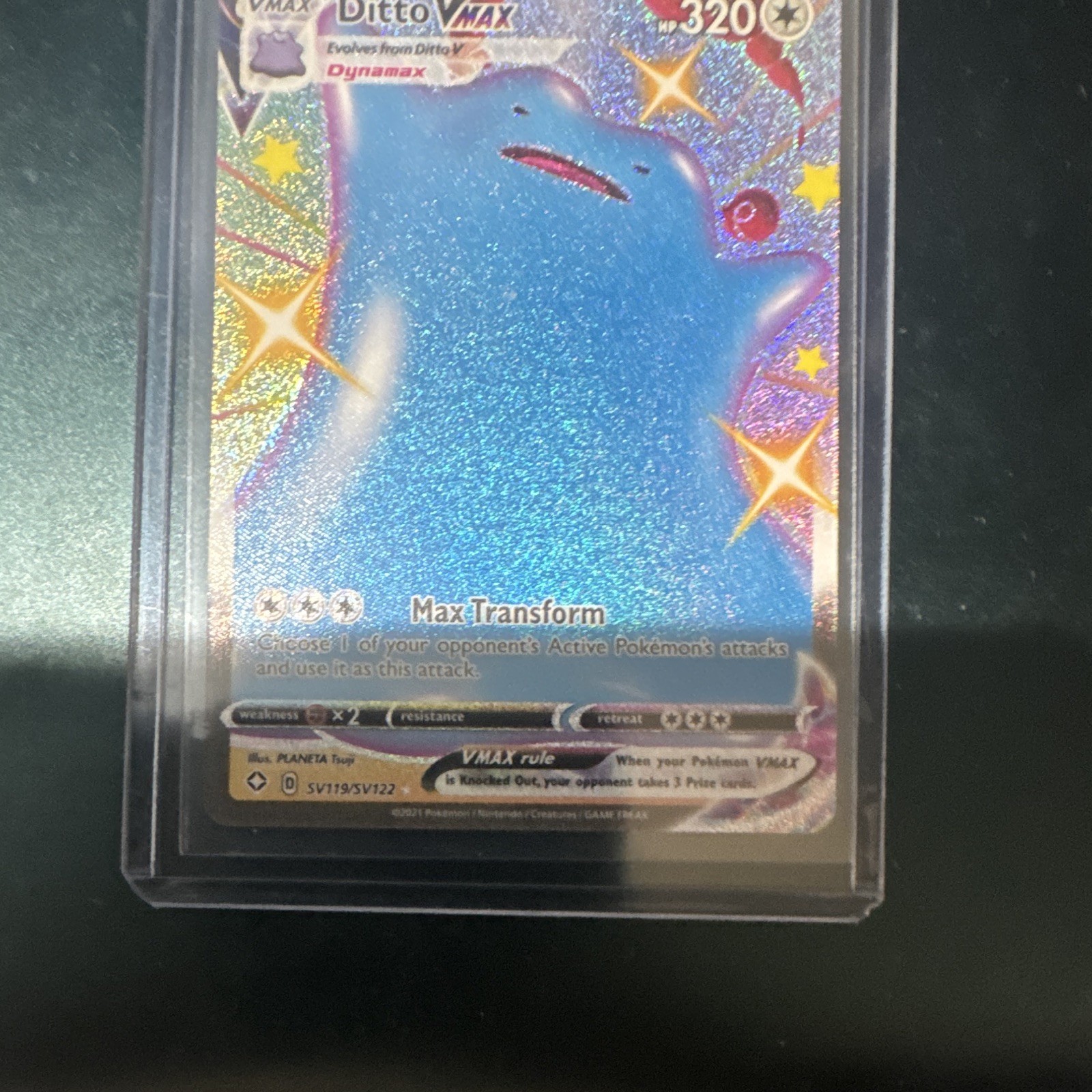 Pokémon TCG Ditto VMAX Holo Shiny Ultra Rare Card SV119/SV122 Shining Fates