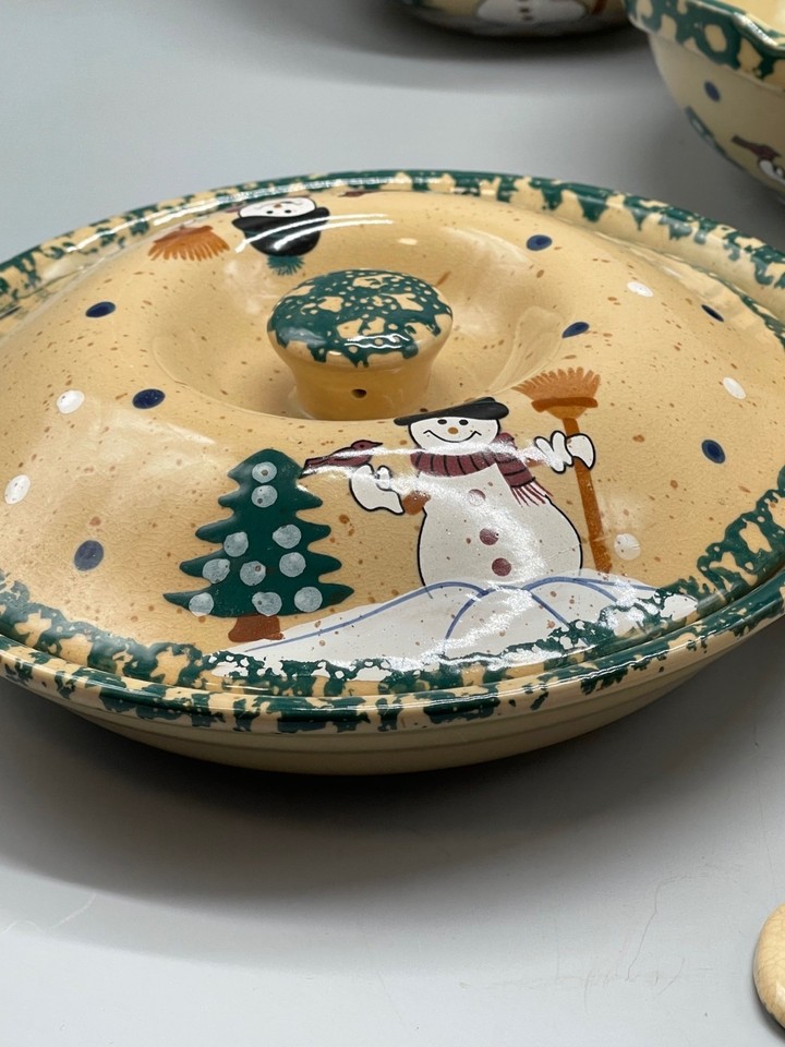 ABC distributing Christmas dishes set of 7 plus 2 lids snowman tree ...