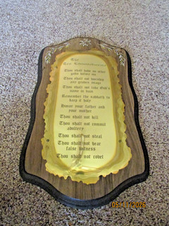 Vtg Home Interiors Homco The Ten Commandments Brass Wood Wall Plaque 10”x18”