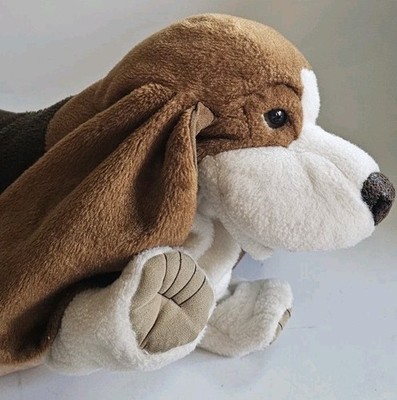 Folkmanis Basset Hound Dog Hand Puppet Plush Tri-Color Brown White 17 Inch