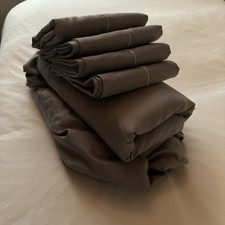 Full Sheet Set 800 Thread Count Dark Grey Gently Used 100 Cotton Sateen