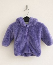 Next Baby Blue Fleece Jacket 3-6 Months Teddy Bear Hood Zip Coat Soft Warm VGC