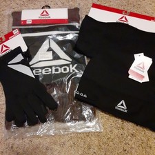 Lote de 4 artículos de exterior Reebok: guantes para correr, bufanda, cuello polaina, gorro