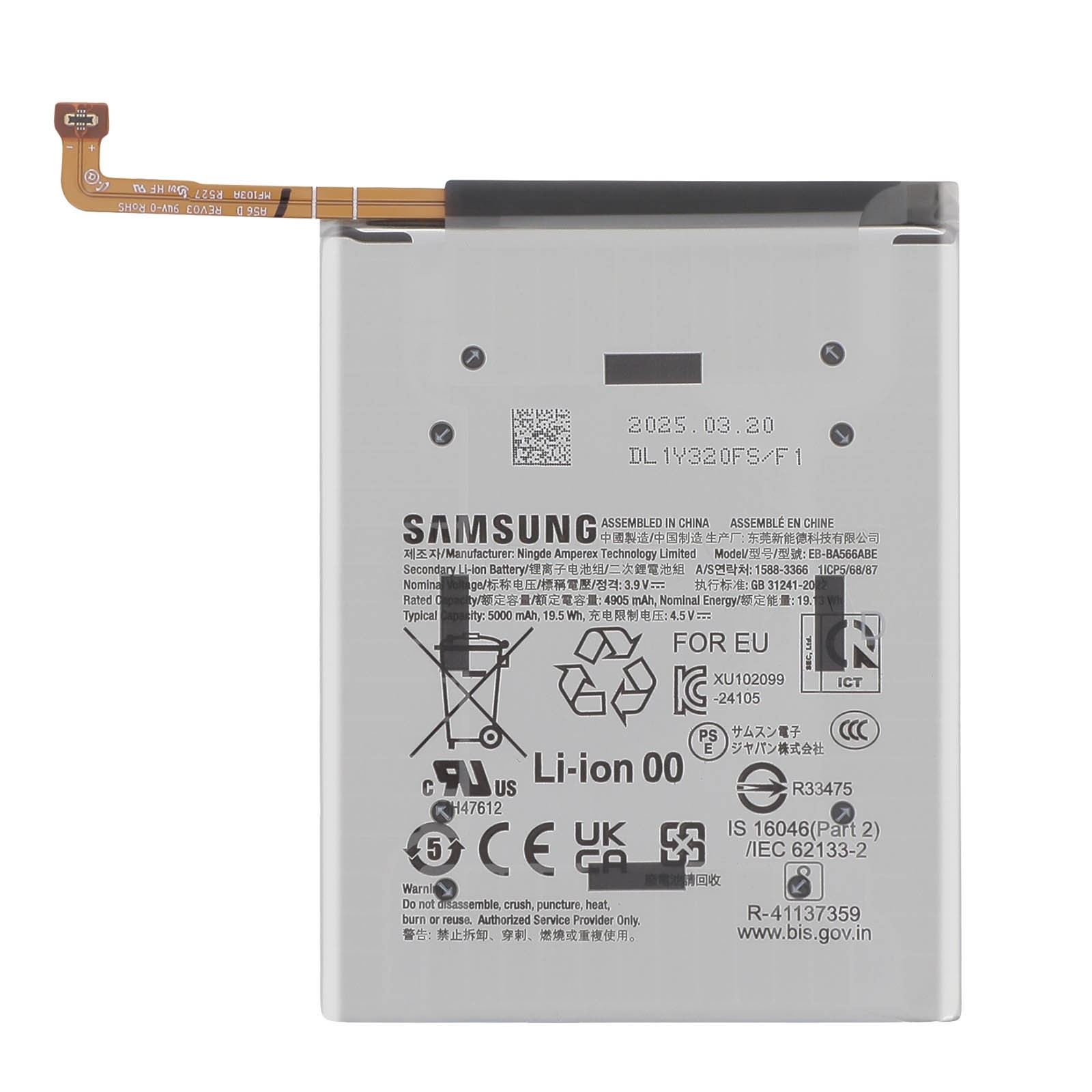 Batterie interne Galaxy A36 5000 mAh gris bloc alimentation rechange téléphone