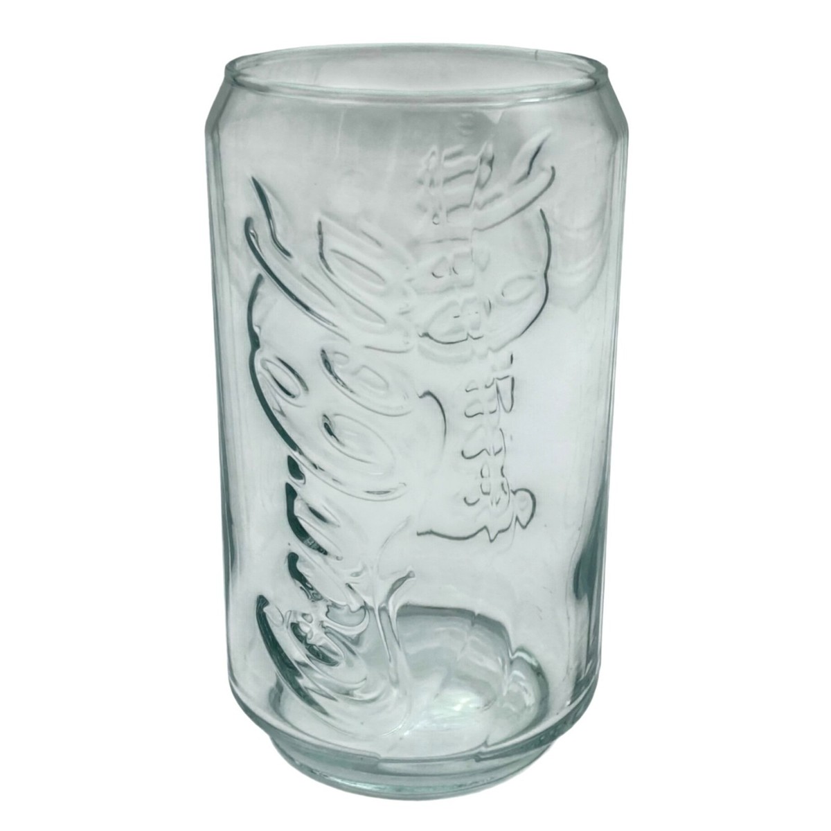COCA-COLA Coke Can Shaped 12 Ounce Tumbler Cup Clear Embossed Logo