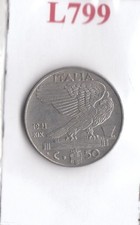L799 Moneta Coin ITALIA Regno d'Italia 50 Centesimi Impero 1941 XIX