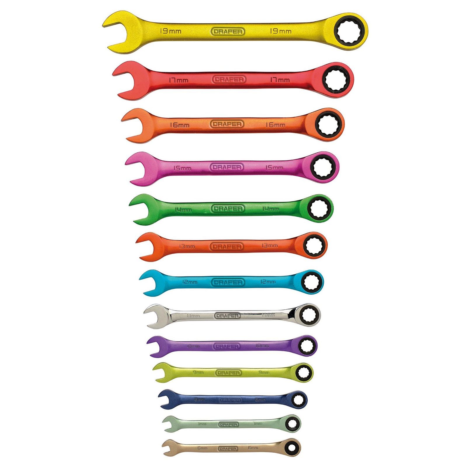 Draper Hi-Torq Metric Ratchet Combination Spanner Set (13 Piece) - 07142