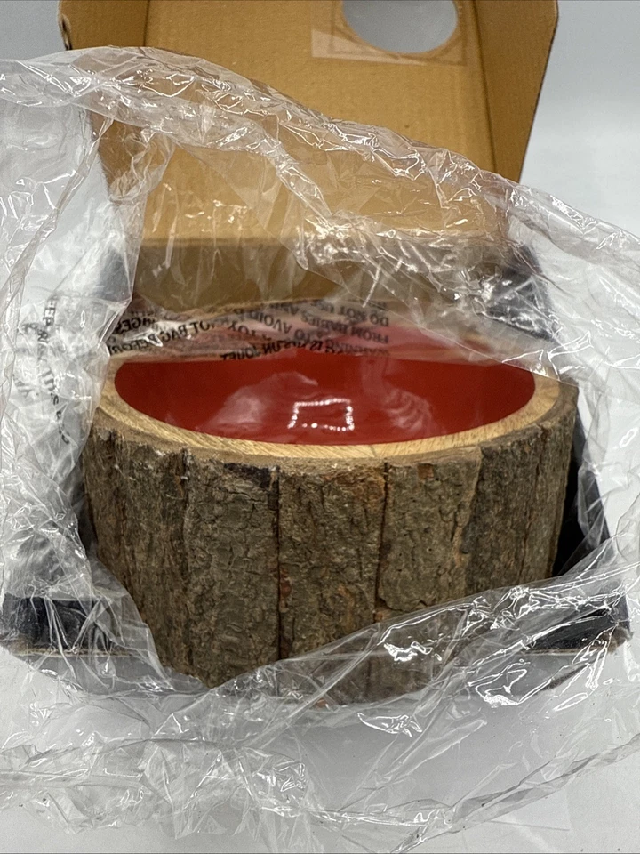 Cuenco de madera real Silver Paw Farmhouse rojo 32 oz ¡NUEVO EN CAJA! Foto 4 de 4