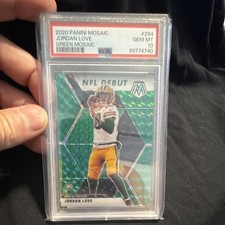 Panini Mosaic Jordan Love #264 Green Mosaic Prizm Rookie Packers NFL PSA 10 Card. rookie card picture