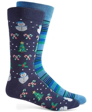 Club Room Men's  Christmas Crew Sock-Multicolor-One Size/ MISSING STRIPPED PAIR.